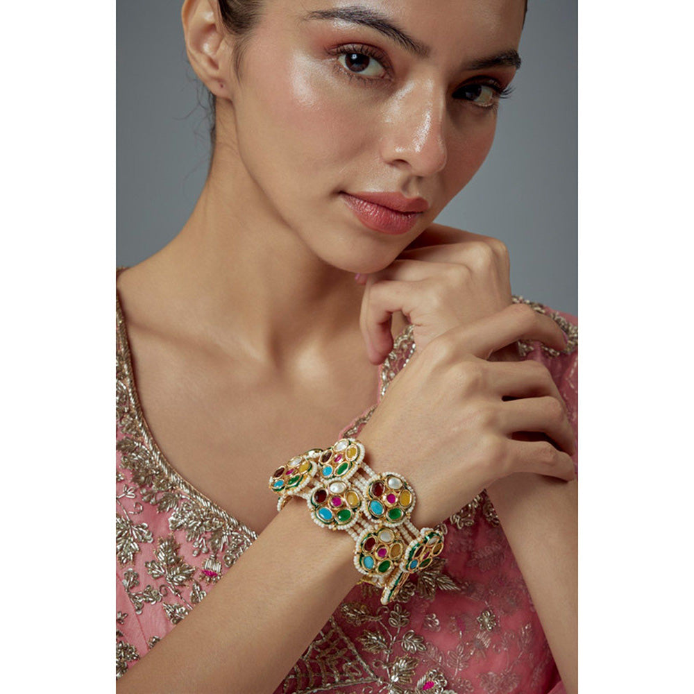VIVINIA By Vidhi Mehra Saadgi Gold Plated Multicolored Kundan Polki Womens Bracelets