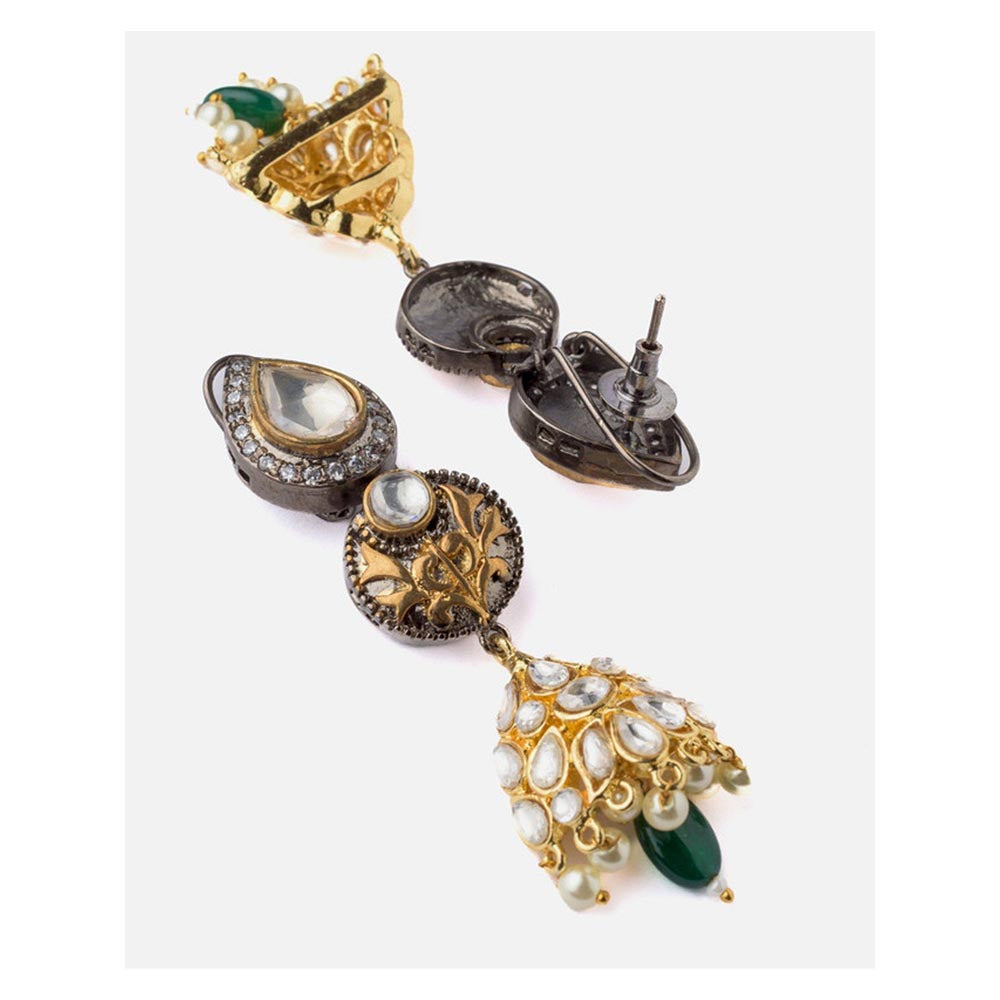 VIVINIA By Vidhi Mehra Saadgi Gold Plated Green Womens Drop Earrings
