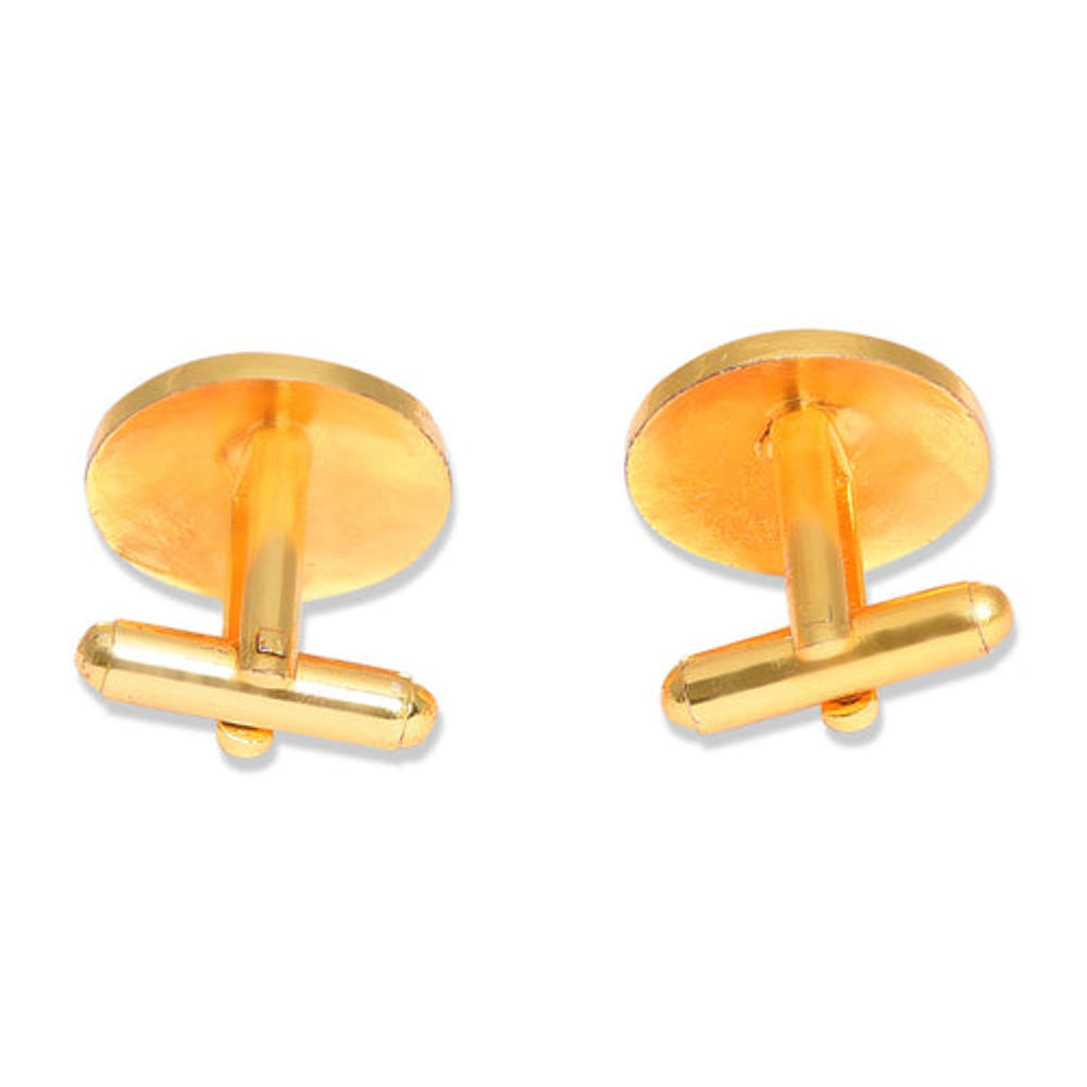 XAGO Gold and Orange-Toned Round Cufflinks