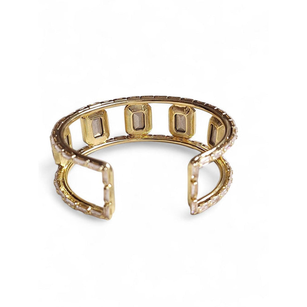 XAGO Le Oriya Gold Plated And White Stone Cuff Bracelet