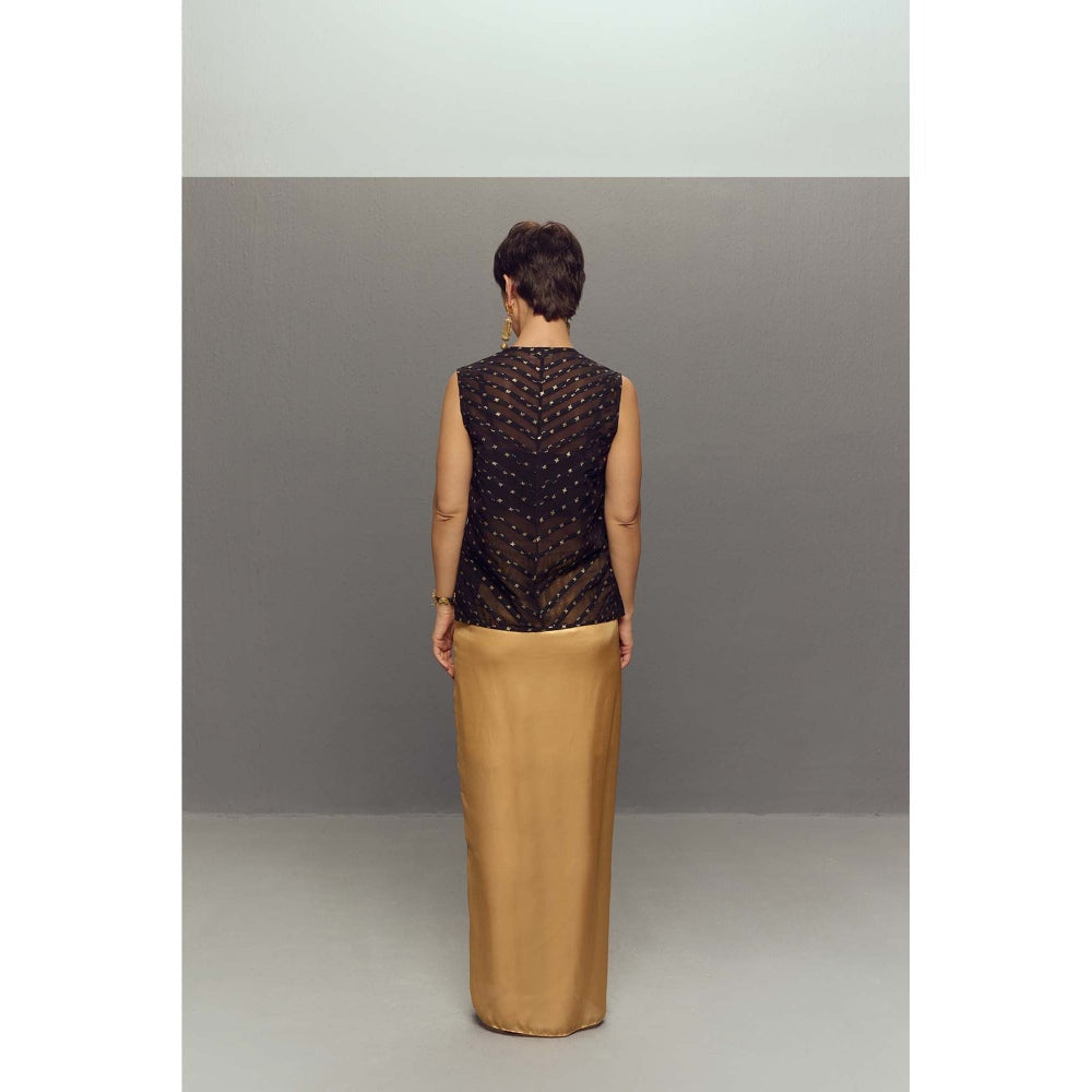 Zaitra Black Cleopatra Bustier and Waistcoat with Skirt (Set of 3)