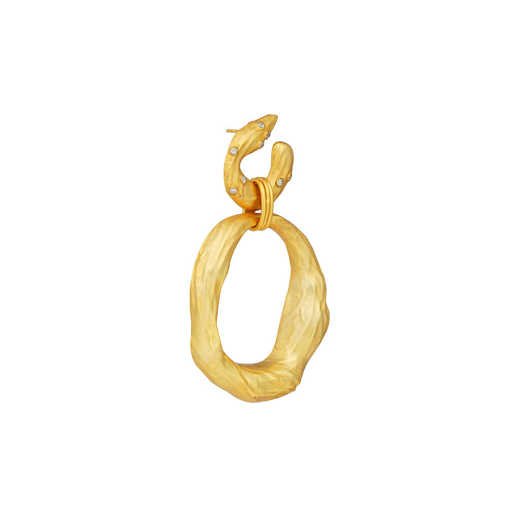 ZARIIN 22k Gold Plated Organic Rings Goldtone Statement Earrings