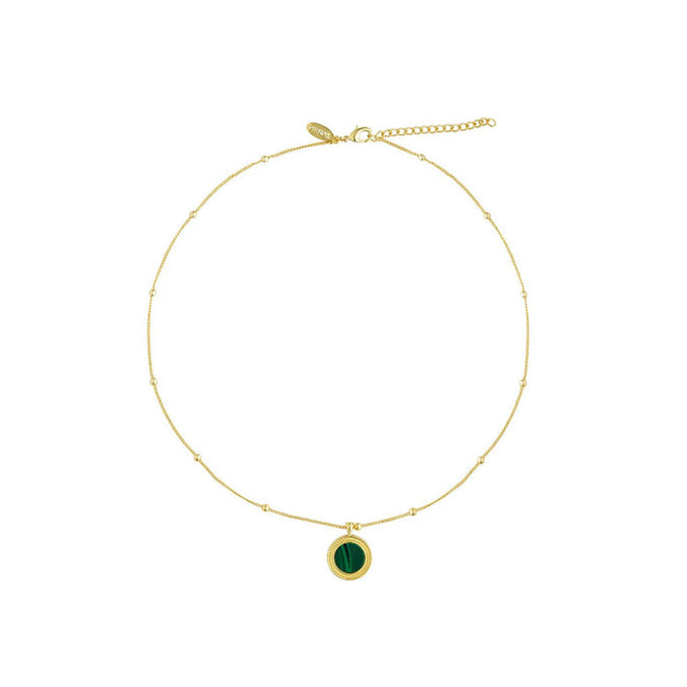 ZARIIN Harmony Pendant Necklace And Stud Earrings Set - Malachite