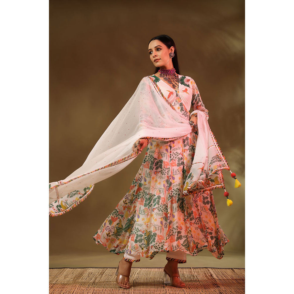 Baise Gaba White & Multi-Color Kanan Anarkali Kurta