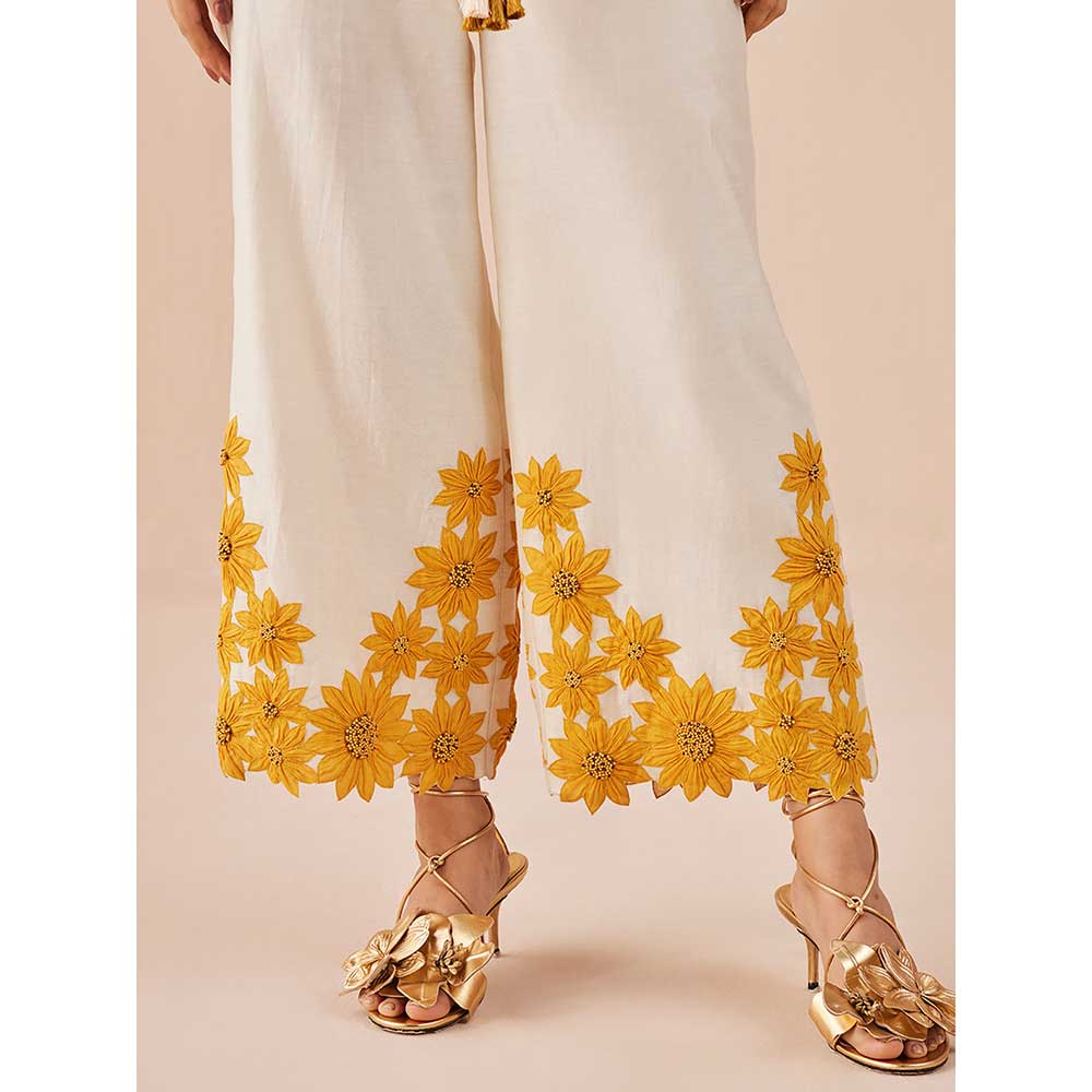 CHANDRIMA Ivory Sunflower Kimono Shirt
