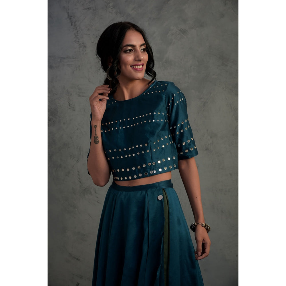 Charkhee Chanderi Lehenga Set - (Set of 3)