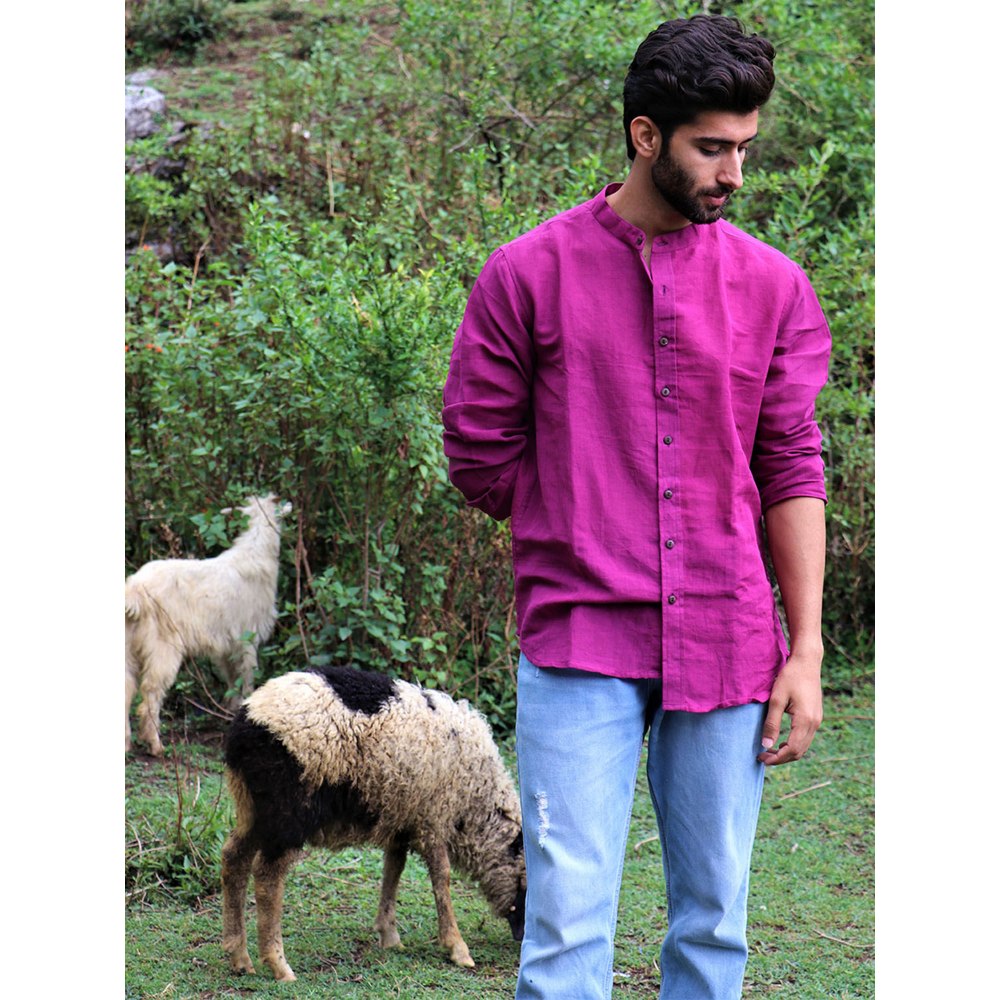 Chidiyaa Magenta Handwoven Linen Shirt