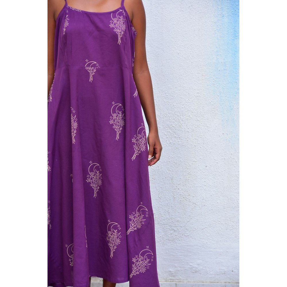 Chidiyaa Smell of Rain Guldasta Hand Block Printed Cotton Dress