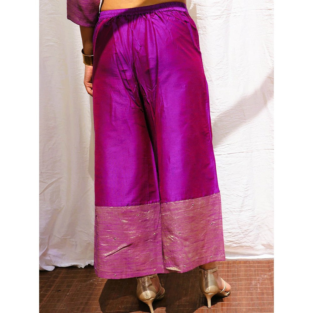 Chidiyaa Amethyst Handwoven Cotton Zari Kurta & Palazzo (Set of 2)