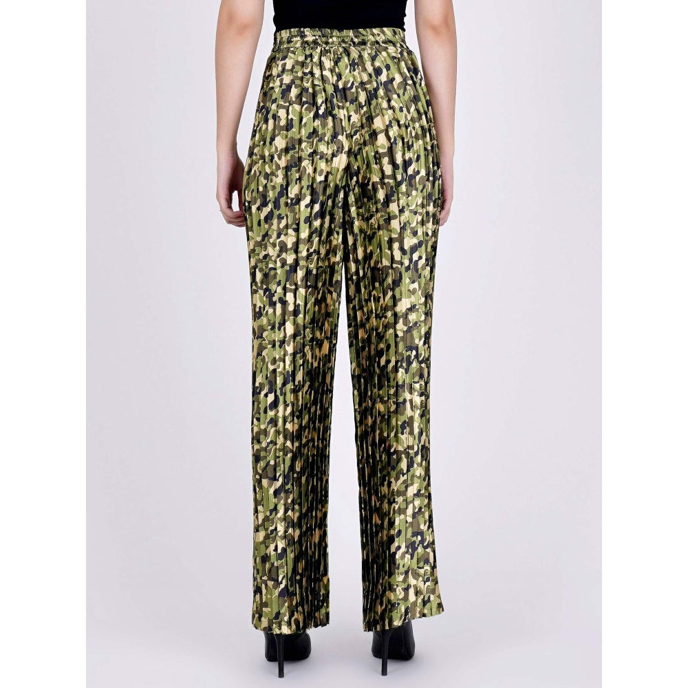 First Resort by Ramola Bachchan Forest Green Camouflage Print Top And Palazzo Set (Set of 2)