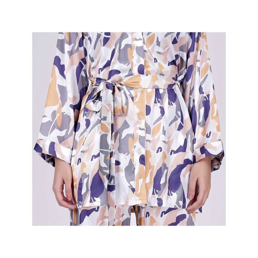 First Resort by Ramola Bachchan Tan Abstract Camouflage Printed Shirt (Set of 2)