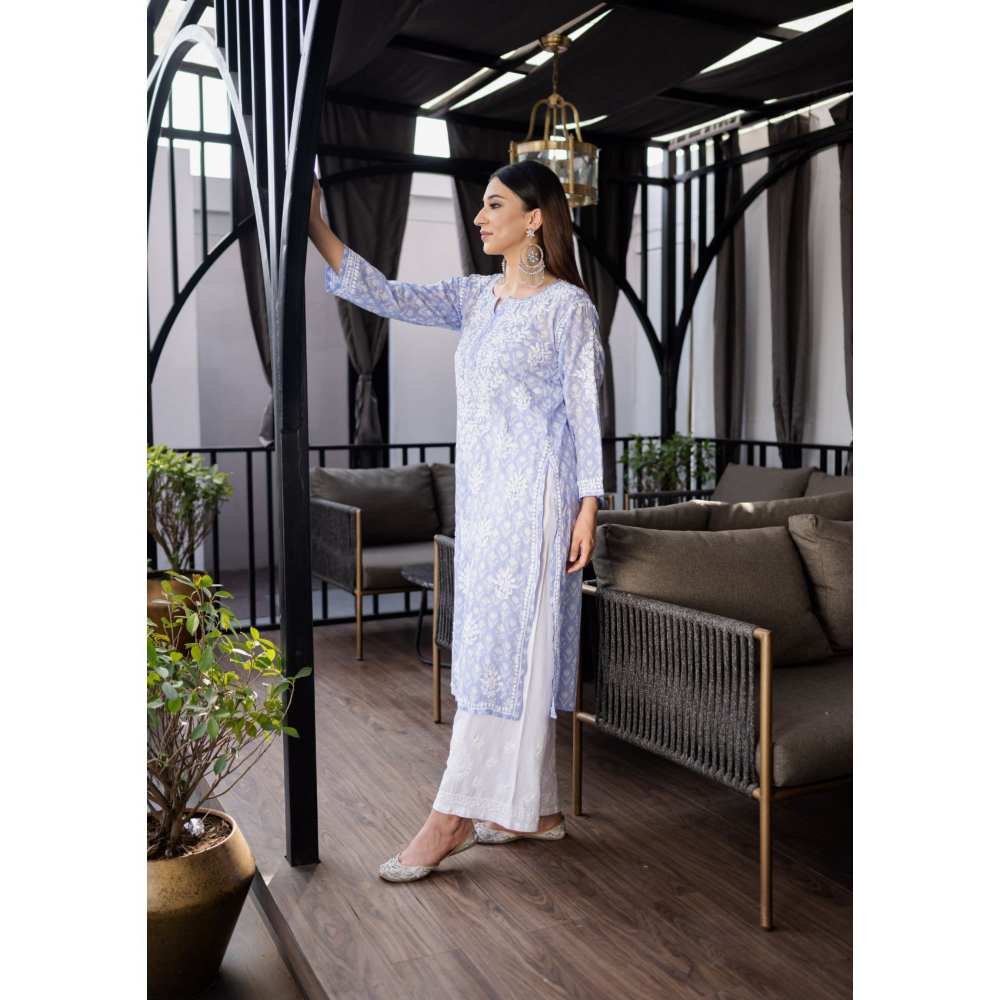 House Of Chikankari Nazm Chikankari Mulmul Straight Kurta