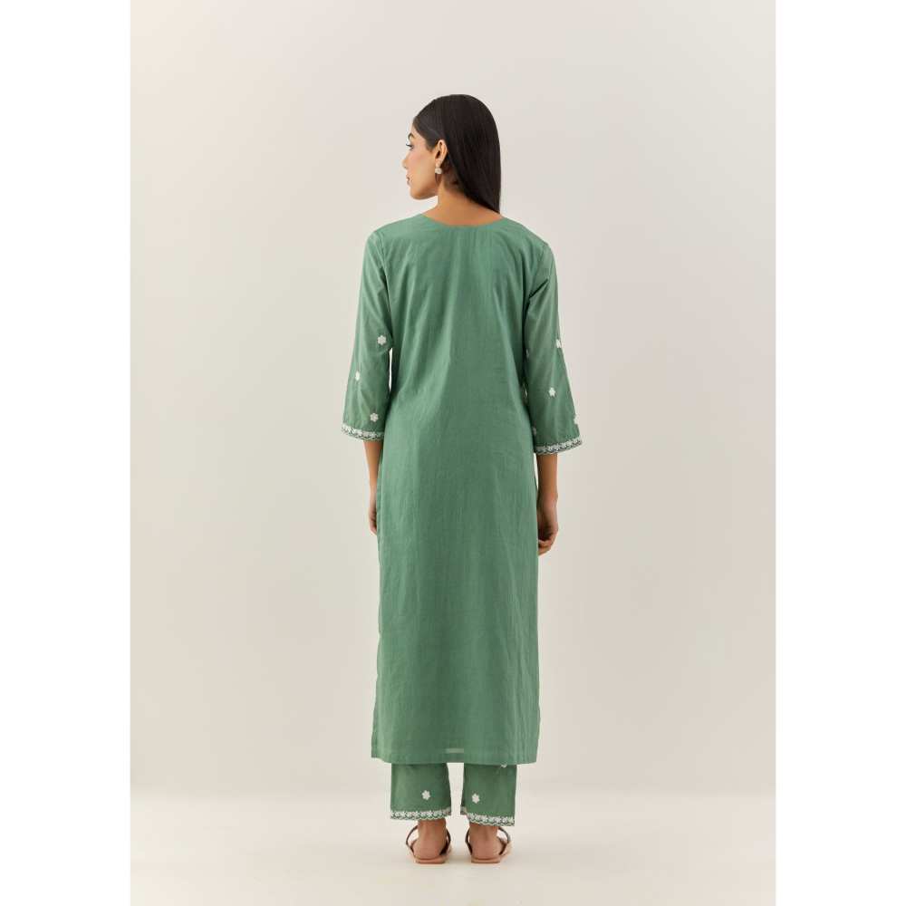 Ikshita Choudhary Green Kurta (Set of 3)