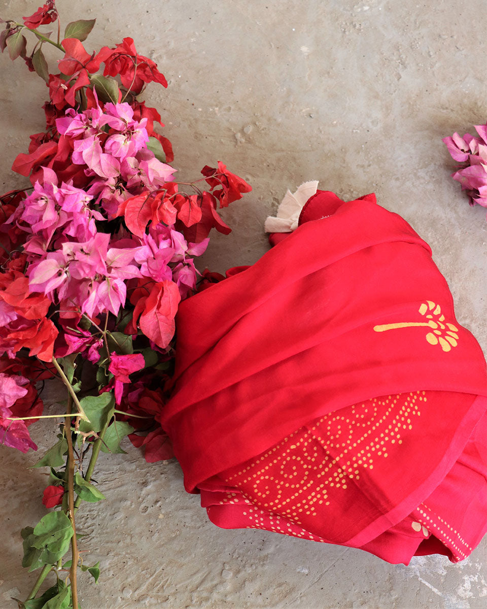 Chidiyaa Red Modal Silk Dupatta