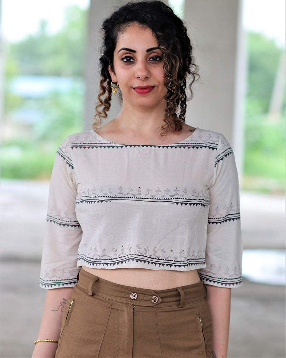 Chidiyaa Ivory Cotton Blouse