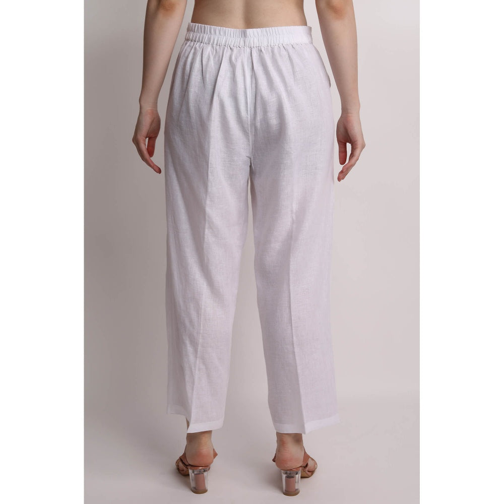Linen Bloom Solid White Pant