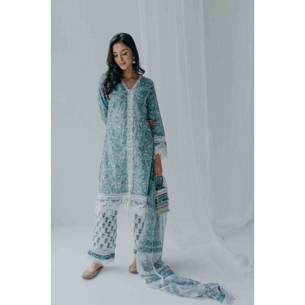 Old Marigold Floral Printed Aria Cotton Kurta (Set of 2)