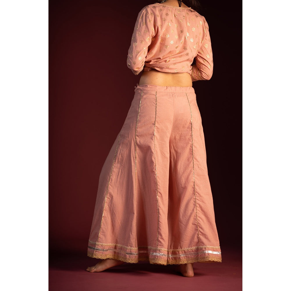 PANTS AND PAJAMAS Pink Varun Zardozi Printed & Embroidered Kurta