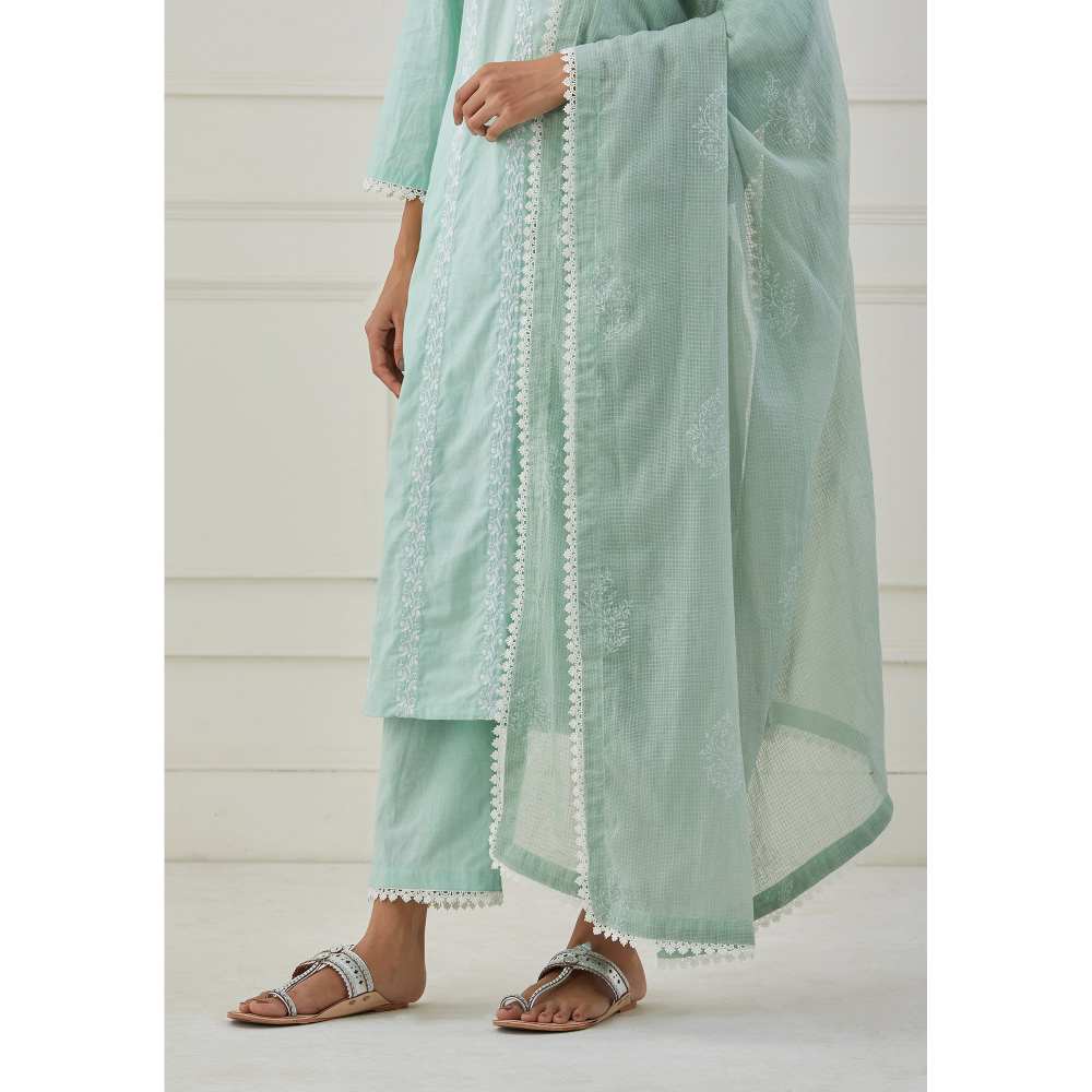 Priya Chaudhary Green Kota Cotton Dupatta