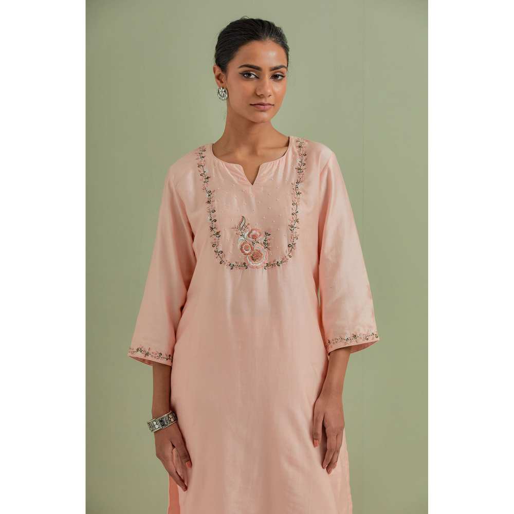 Priya Chaudhary Embroidered Peach Kurtas