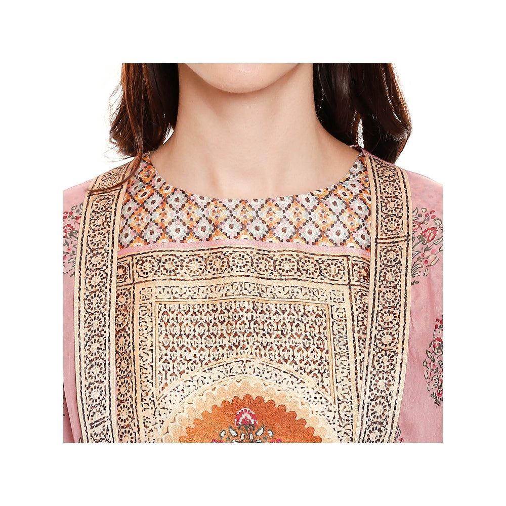 Soup by Sougat Paul Dusk Pink Printed Crop Top With Jacket & Pant (Set of 3)