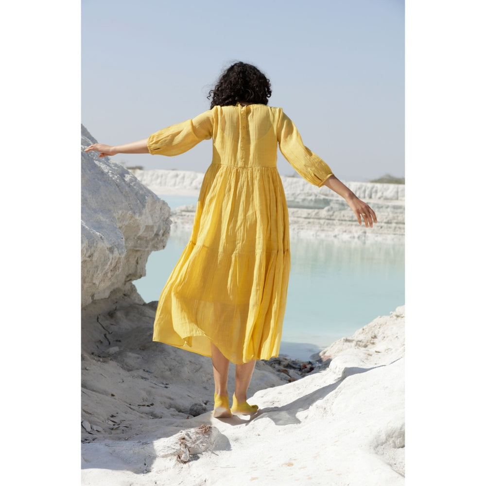 Tatwa Designs Mustard Yellow Tiered Dress (Set of 2)