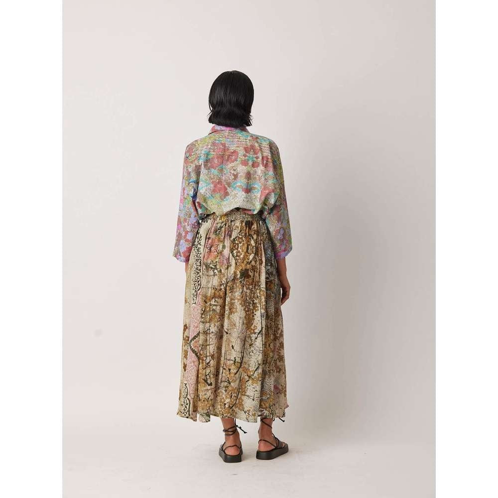 YAVI Women's Amber Floral & Printed Purple Shirt