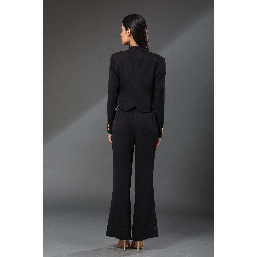 Zeefaa Hawaiin Crepe Scalloped Blazer