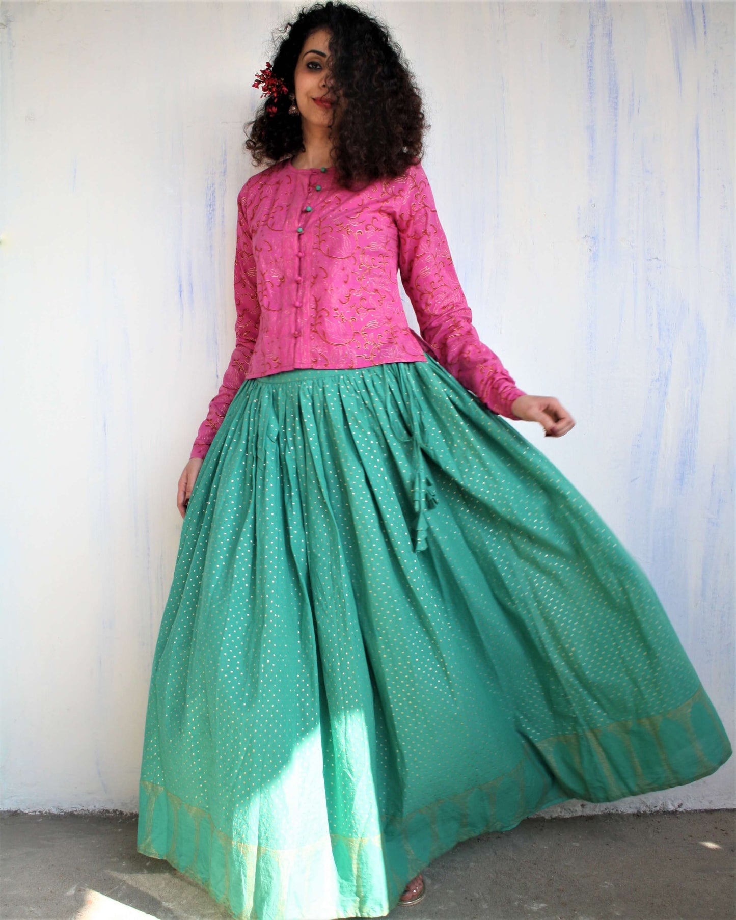 Chidiyaa Firozi Tie Up Skirt
