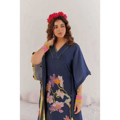 172 Threads Midnight Blue Kaftan & Pant (Set of 2)