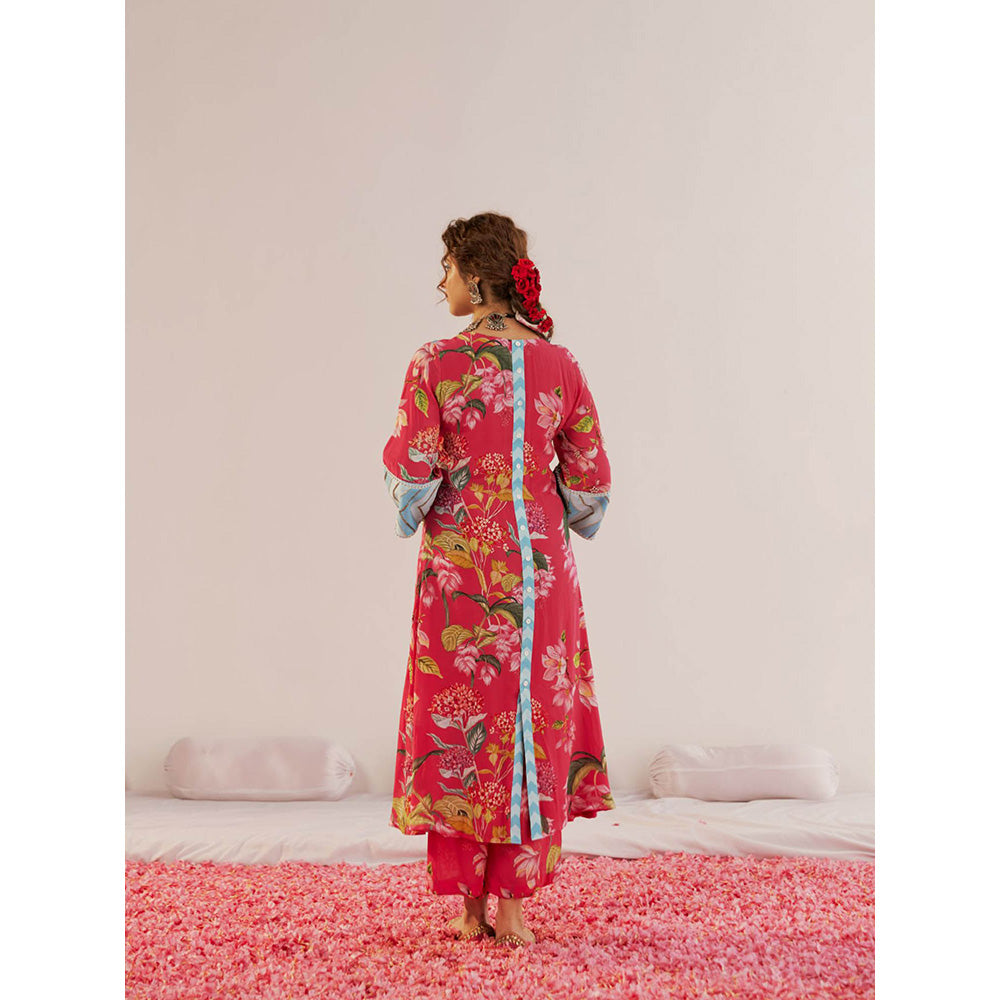 172 Threads Crimson A-Line Kurta Pant & Dupatta (Set of 3)