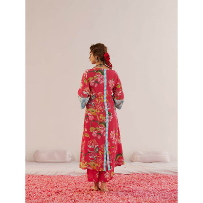 172 Threads Crimson A-Line Kurta Pant & Dupatta (Set of 3)