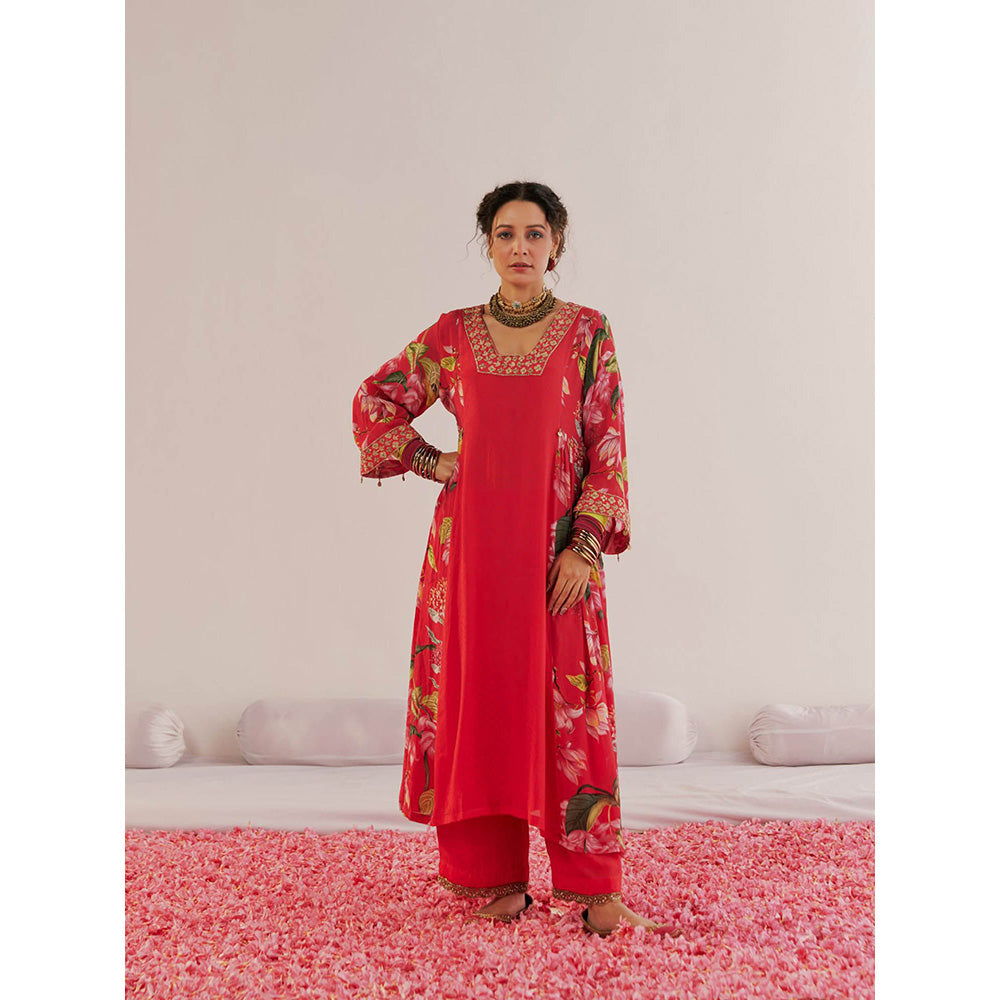 172 Threads Pink Bloom Kurta Pant & Dupatta (Set of 3)