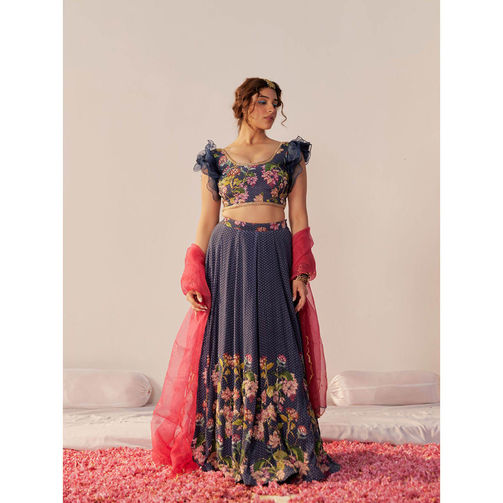172 Threads Blue Orchid Lehenga Blouse & Dupatta (Set of 3)