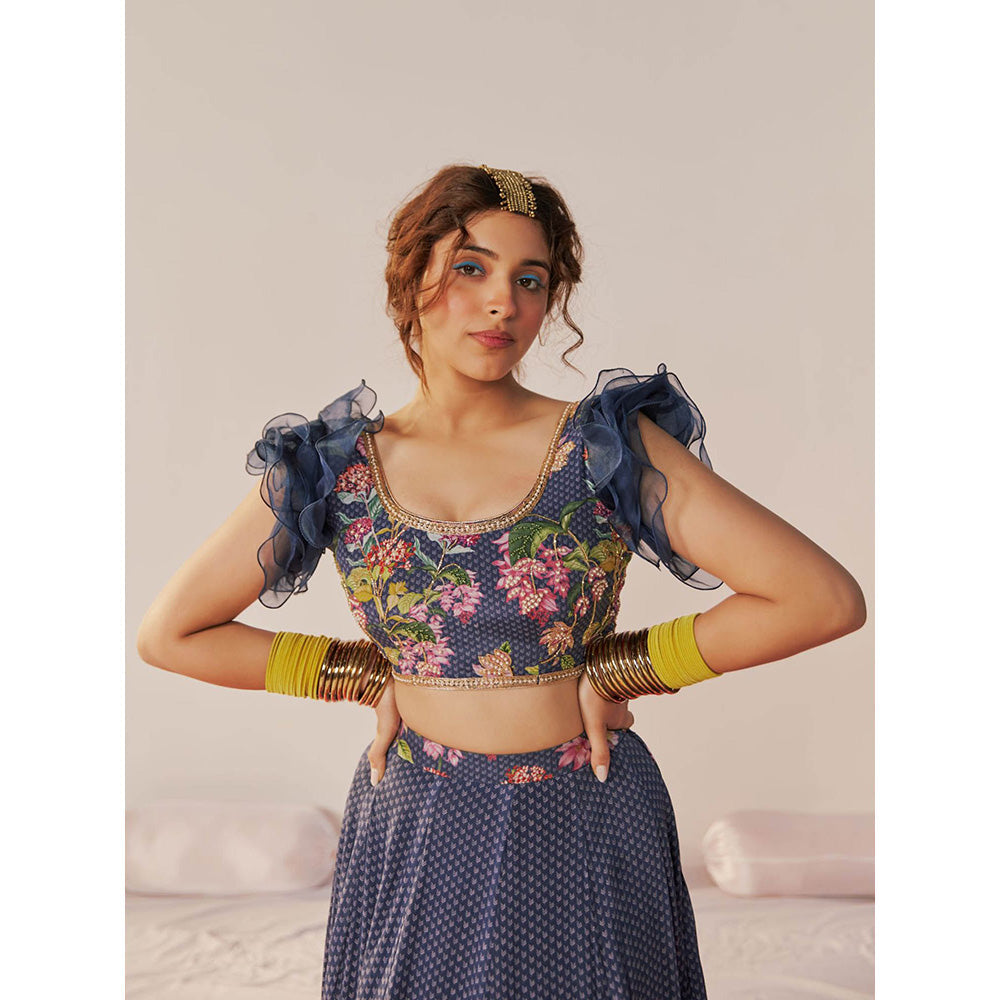 172 Threads Blue Orchid Lehenga Blouse & Dupatta (Set of 3)