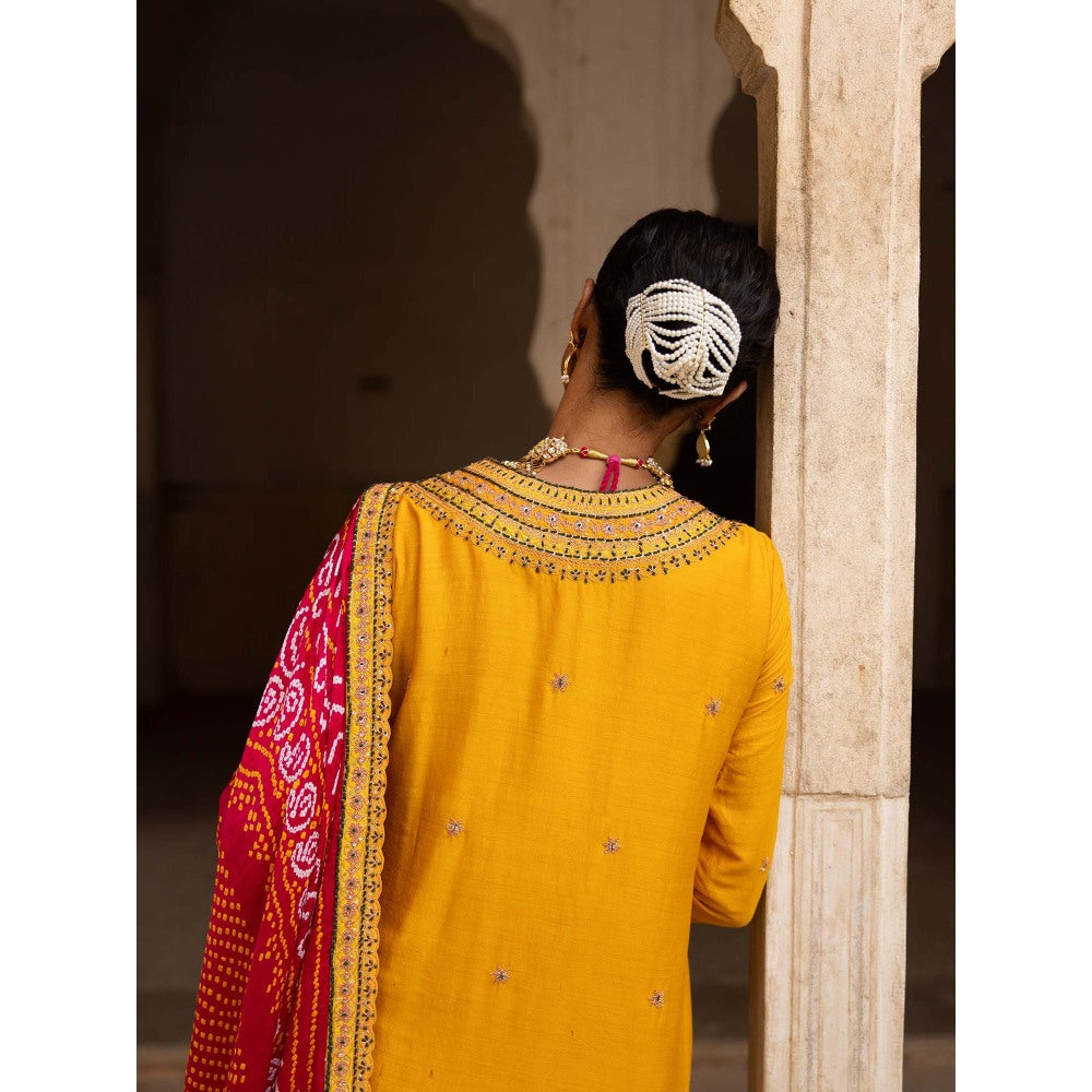 Aangan by Parul Yellow Haldi Bliss Sharara with Kurta and Dupatta (Set of 3)