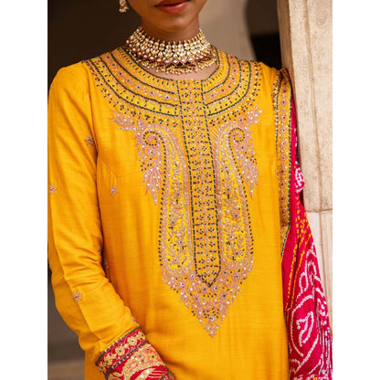 Aangan by Parul Yellow Haldi Bliss Sharara with Kurta and Dupatta (Set of 3)