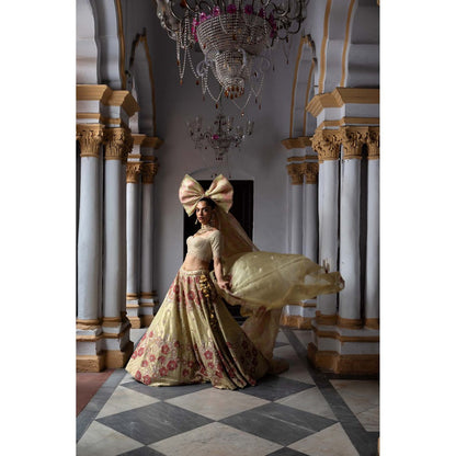 Aangan by Parul Beige Radiant Majesty Lehenga with Blouse and Dupatta (Set of 3)