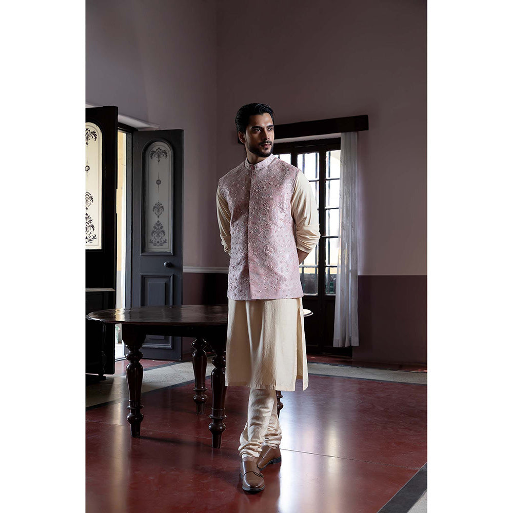 Aangan by Parul Beige Alchemy Kurta with Churidar and Nehru Jacket (Set of 3)