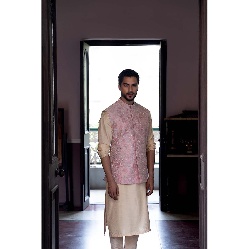 Aangan by Parul Beige Alchemy Kurta with Churidar and Nehru Jacket (Set of 3)