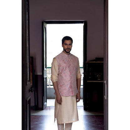 Aangan by Parul Beige Alchemy Kurta with Churidar and Nehru Jacket (Set of 3)