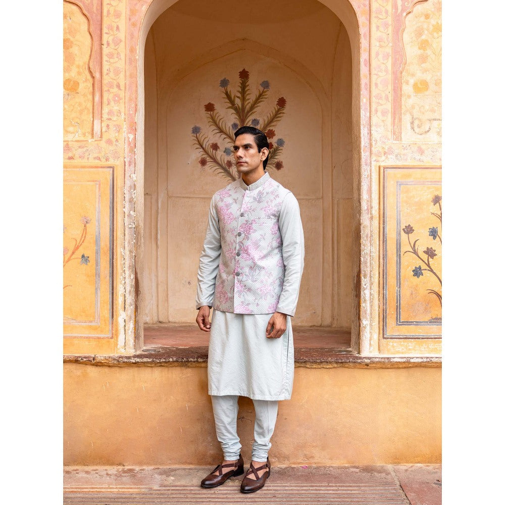 Aangan by Parul Green Regal Essence Kurta with Churidar and Nehru Jacket (Set of 3)