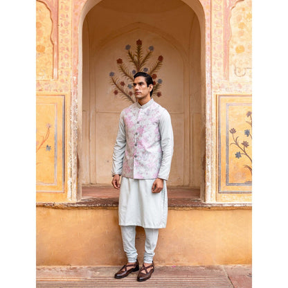 Aangan by Parul Green Regal Essence Kurta with Churidar and Nehru Jacket (Set of 3)