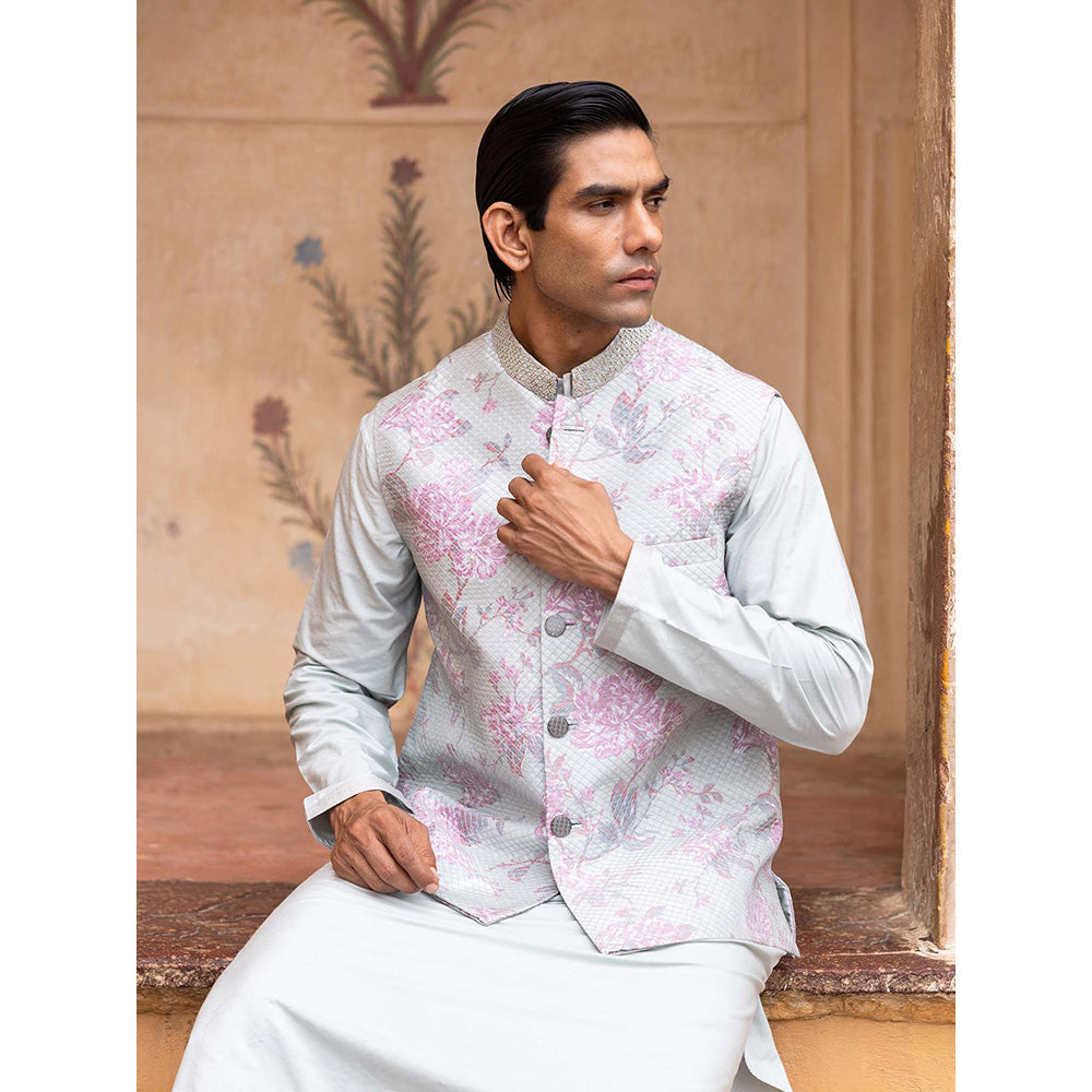 Aangan by Parul Green Regal Essence Kurta with Churidar and Nehru Jacket (Set of 3)