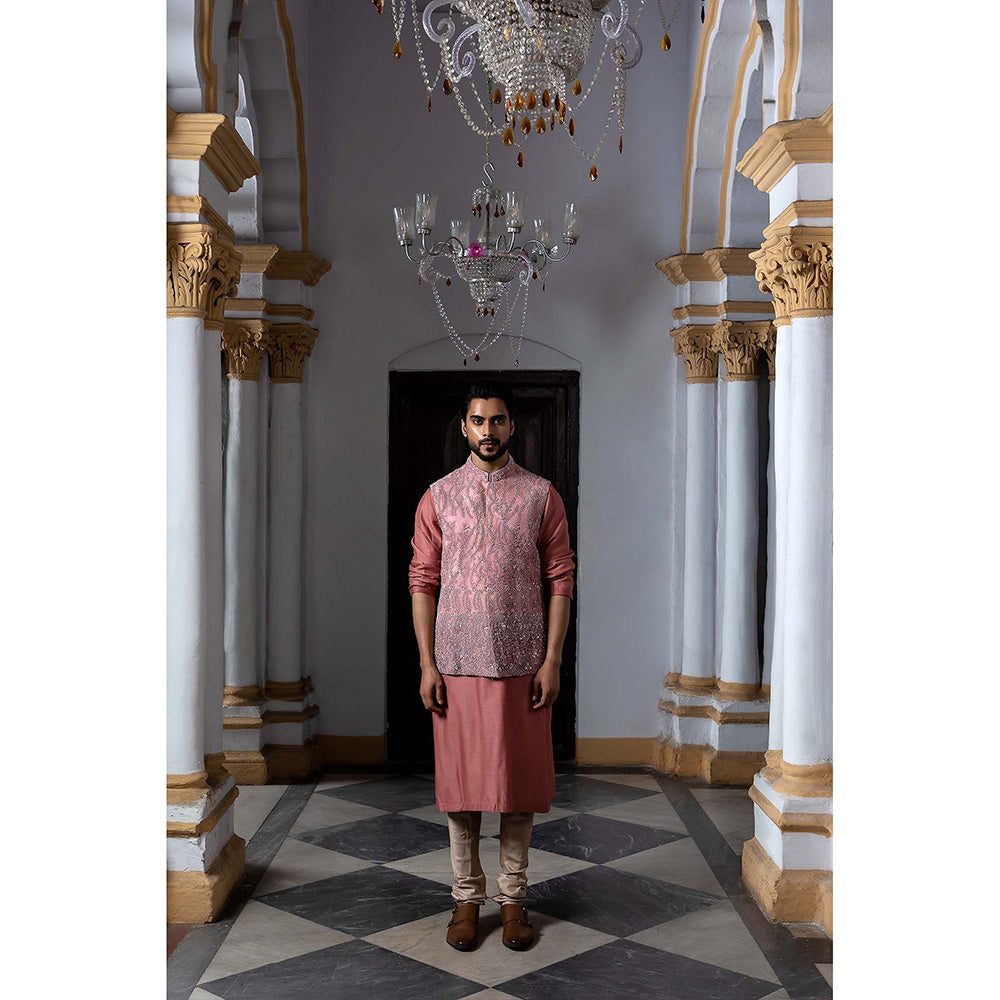 Aangan by Parul Mauve Stratus Kurta with Churidar and Nehru Jacket (Set of 3)