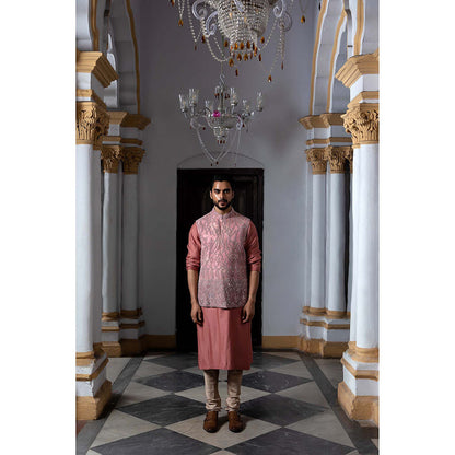 Aangan by Parul Mauve Stratus Kurta with Churidar and Nehru Jacket (Set of 3)