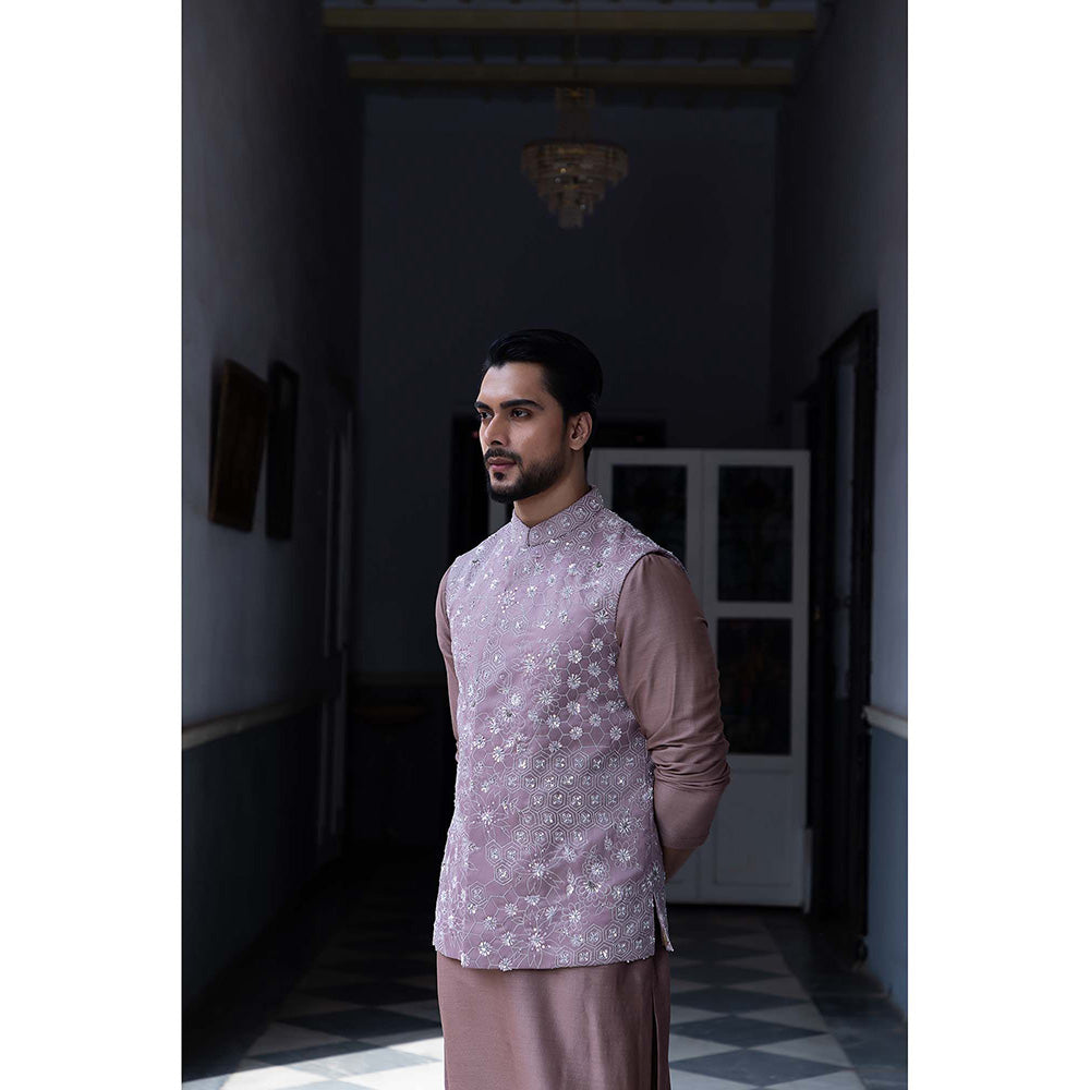 Aangan by Parul Brown Radian Kurta with Churidar and Nehru Jacket (Set of 3)