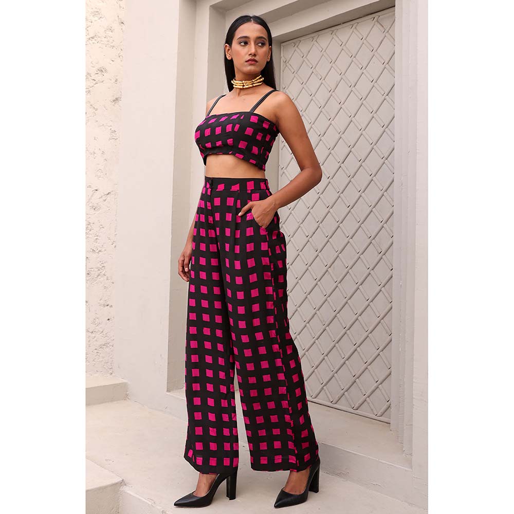 Aapro Label Hot Pink and Black Pearl Co-Ord (Set of 2)