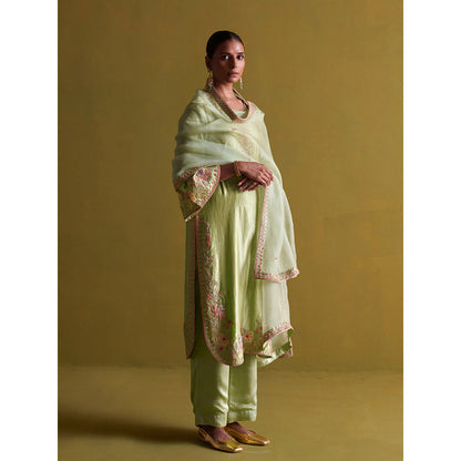 Aarti Sethia Studio Pista Green Kurta and Pant with Dupatta (Set of 3)