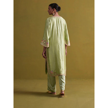 Aarti Sethia Studio Pista Green Kurta and Pant with Dupatta (Set of 3)